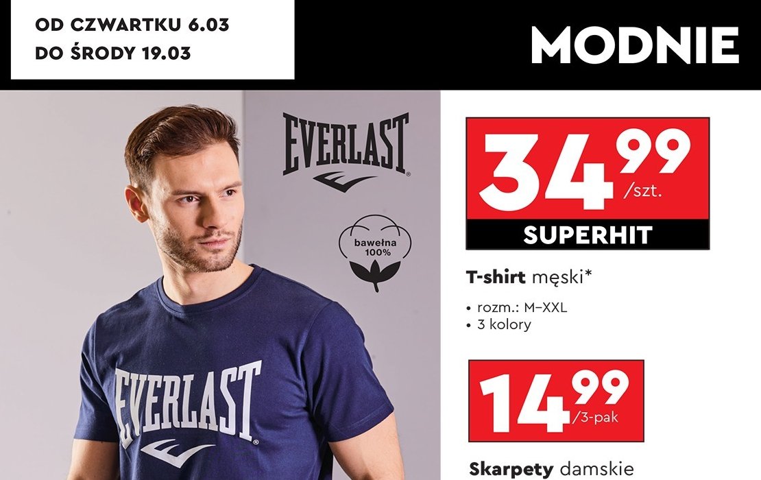 T-shirt męski bawełniany rozm. m-xxl Everhill promocja w Biedronka