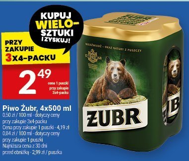 Piwo Żubr, 4x500 ml promocja w Twój Market