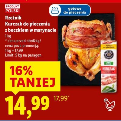 Kurczak Rzeźnik Kurczak do pieczenia z boczkiem w marynacie promocja w Lidl