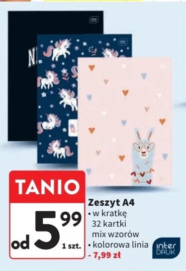 Zeszyt a4 32 kartki kolorowa linia Interdruk promocja