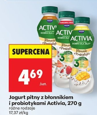 Jogurt pitny z błonnikiem i probiotykami Activia, 270 g różne rodzaje promocja w Biedronka