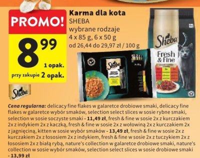 Karma dla kota SHEBA wybrane rodzaje 4 x 85 g, 6 x 50 g promocja w Intermarche