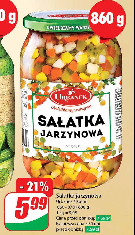 Sałatka jarzynowa z kukurydzą Urbanek promocja