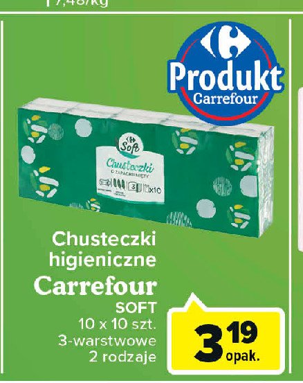 Chusteczki higieniczne o zapachu mięty Carrefour promocja