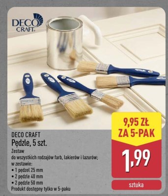 Pędzle, 5 szt. DECO CRAFT promocja w Aldi