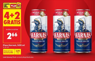 Piwo Harnas Jasne Pełne promocja w Biedronka