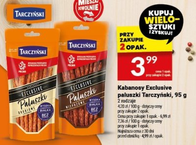 Kabanosy Exclusive paluszki Tarczyński, 95 g promocja w Twój Market