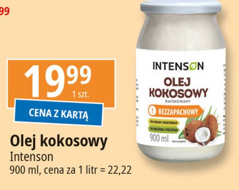 Olej kokosowy bezzapachowy Intenson promocja w Leclerc