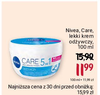 Krem do twarzy lekki odżywczy Nivea creme care promocja