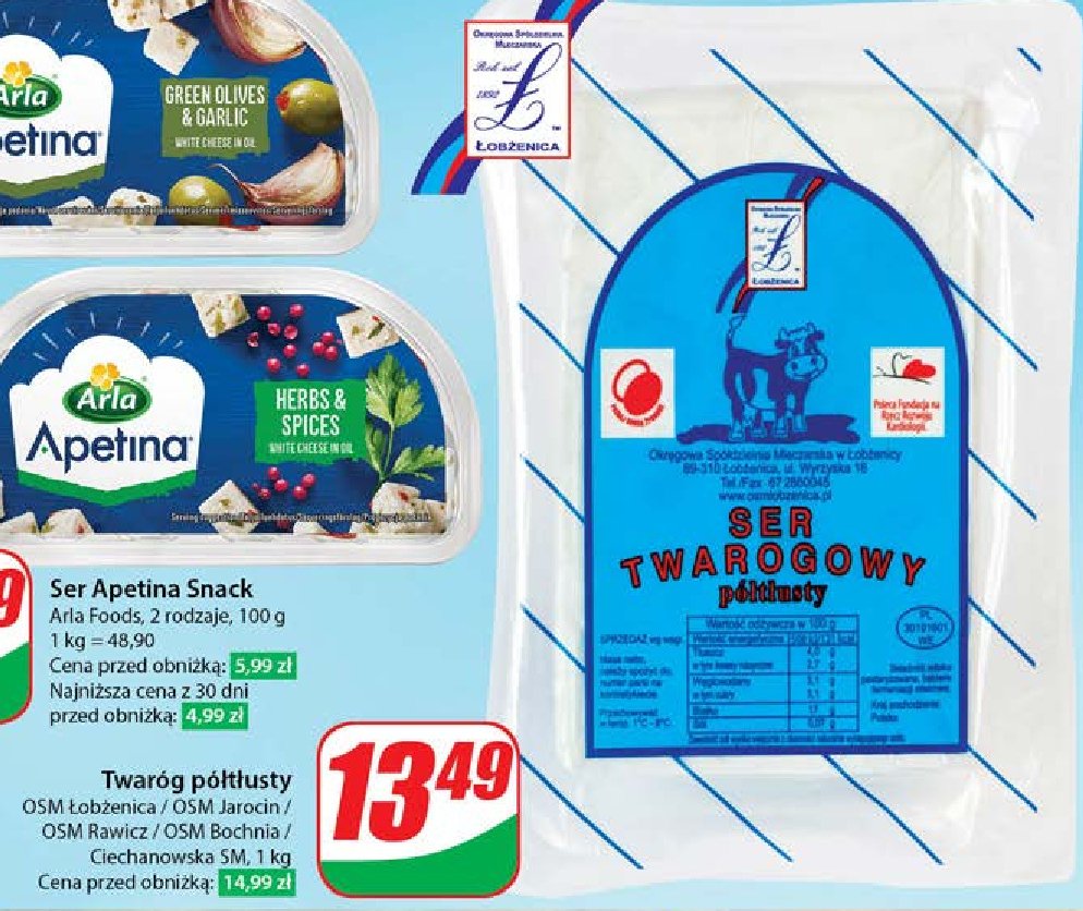 Twaróg półtłusty Osm łobżenica promocja