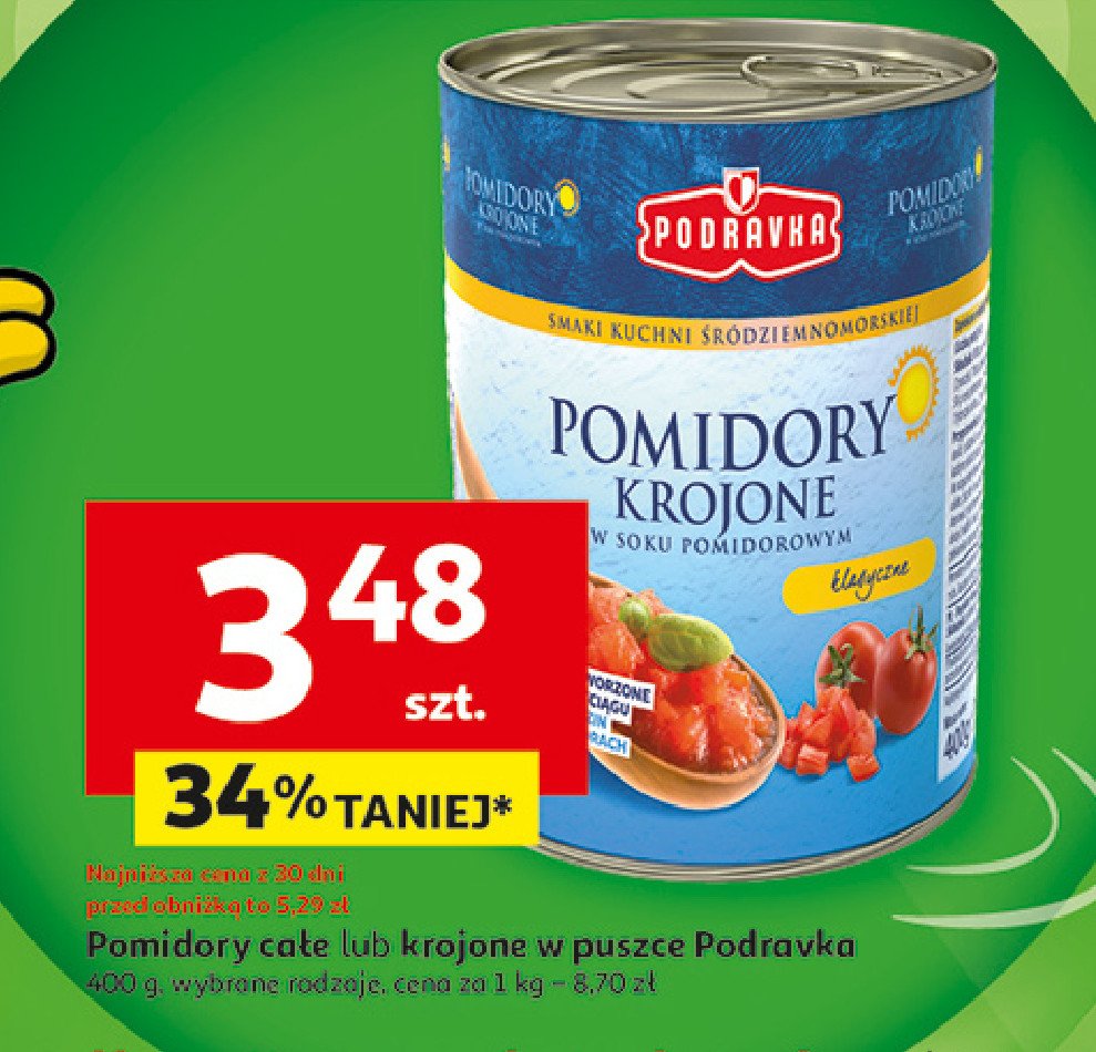 Pomidory całe bez skórki Podravka promocja