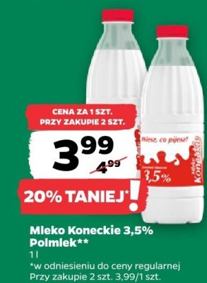 Mleko Koneckie 3,5% Polmlek promocja w Netto