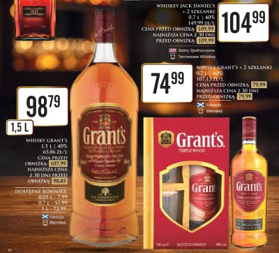 Whisky Grant's 1.5L 40% promocja w Dino