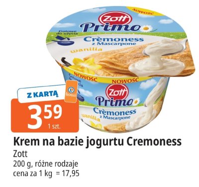 Krem na bazie jogurtu Cremoness różne rodzaje promocja w Leclerc