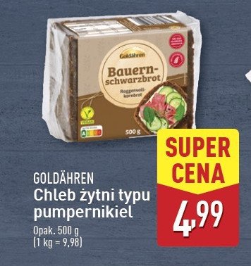 Chleb żytni pumpernikiel Goldahren promocja w Aldi