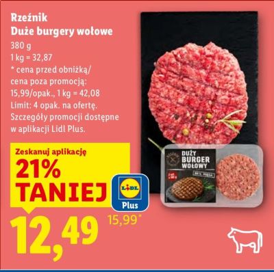 Duże burgery wołowe Rzeźnik promocja w Lidl