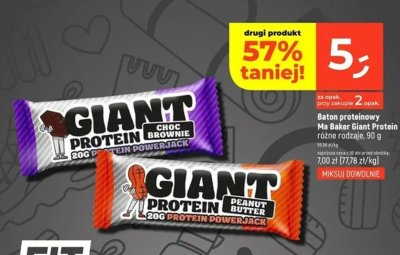 Baton proteinowy Ma Baker Giant Protein, różne rodzaje, 90 g promocja w Dealz