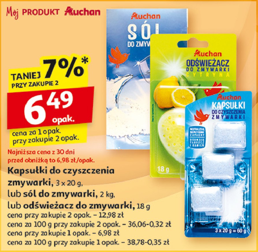 Odświeżacz do zmywarki cytryna Auchan różnorodne (logo czerwone) promocja