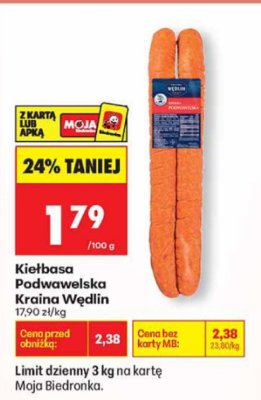 Kiełbasa podwawelska z szynki Morliny promocja w Biedronka