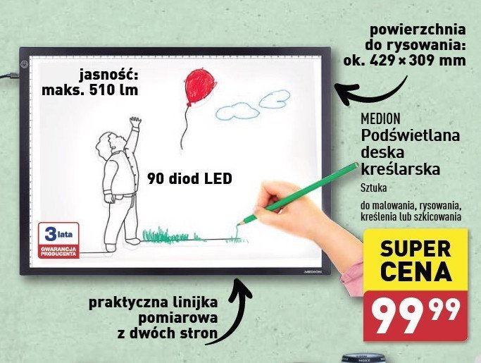 Deska kreślarska podświetlana Medion promocja w Aldi