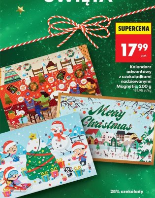 Kalendarz adwentowy z czekoladkami nadziewanymi promocja w Biedronka