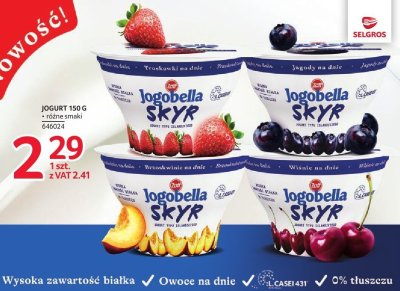 Jogurt Jogobella Skyr 150g brzoskwinia promocja w Selgros