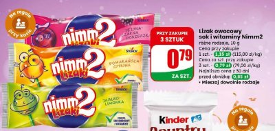 Lizak owocowy sok i witaminy Nimm2 różne rodzaje promocja w Dino