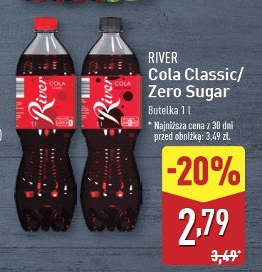 Napój cola zero River promocja w Aldi