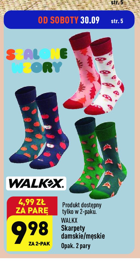 Skarpety damsko-męskie crazy socks 35/38-43/46 Walkx promocja