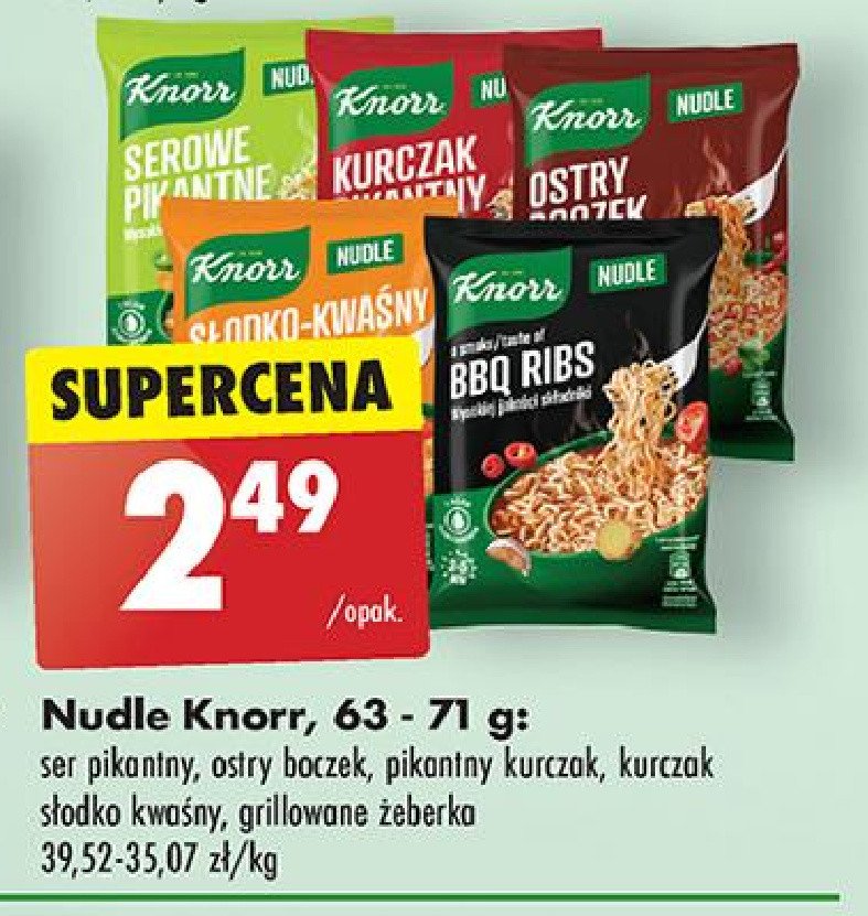 Serowe pikantne Knorr nudle promocja w Biedronka