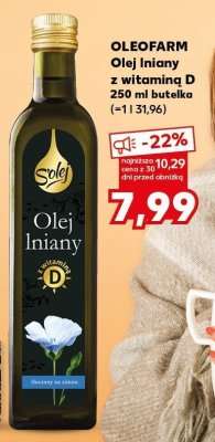 Olej lniany z witaminą D Oleofarm 250 ml butelka promocja w Kaufland