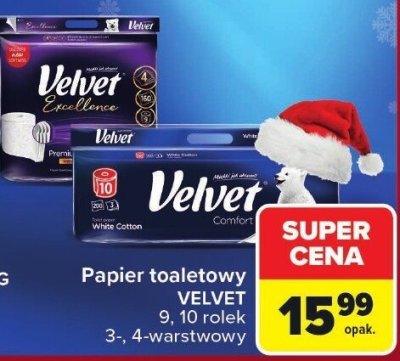 Papier toaletowy Velvet Excellence 9 rolek 4-warstwowy promocja w Carrefour Market