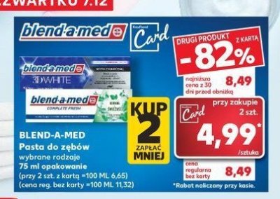 Pasta do z臋b贸w wyj膮tkowa biel i 艣wie偶o艣膰 Blend-a-med complete fresh promocja