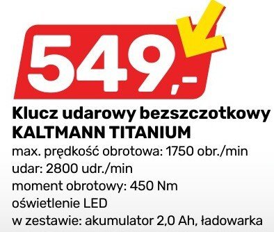 Klucz udarowy bezszczotkowy KALTMANN TITANIUM promocja w Bricomarche