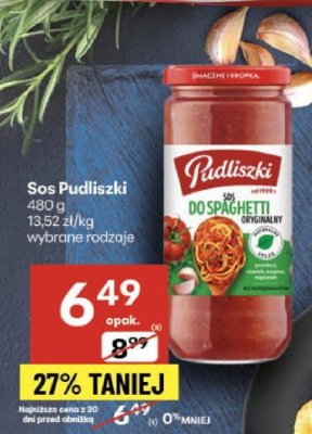 Sos Pudliszki do spaghetti promocja w Delikatesy Centrum