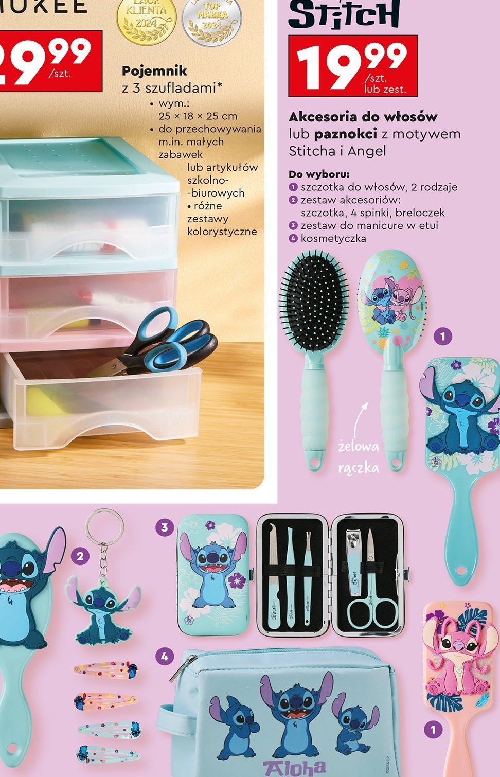 Szczotka do włosów + spinki do włosów + brelok stitch promocja