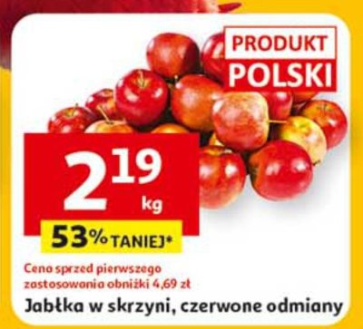 Jabłka w skrzyni, czerwone odmiany promocja w Auchan
