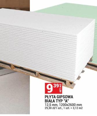 Płyta gipsowa biała typ A promocja w Merkury Market