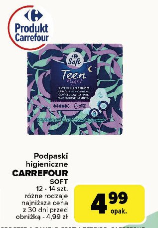 Podpaski teen night Carrefour soft promocja w Carrefour