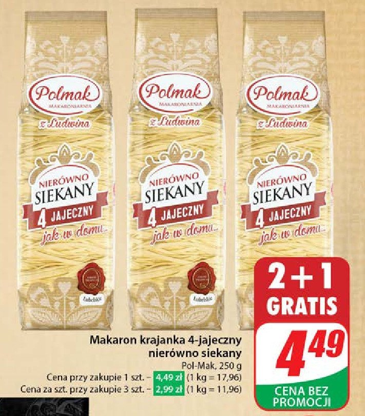 Makaron 4 jajeczny nier贸wno siekany Polmak promocja