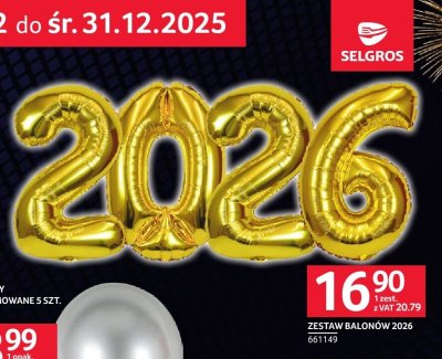 Zestaw balonów foliowych NOWY ROK 2026 promocja w Selgros