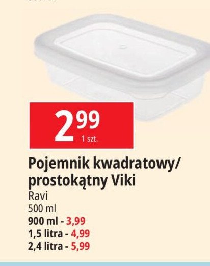 Pojemnik kwadratyowy viki 1.5 l Ravi promocja w Leclerc