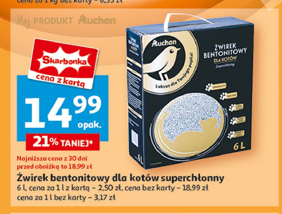 Żwirek bentonitowy Auchan promocja