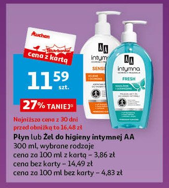 Fresh, pielęgnujący żel do higieny intymnej nawilżenie i odświeżenie Aa intymna ochrona + pielęgnacja promocja