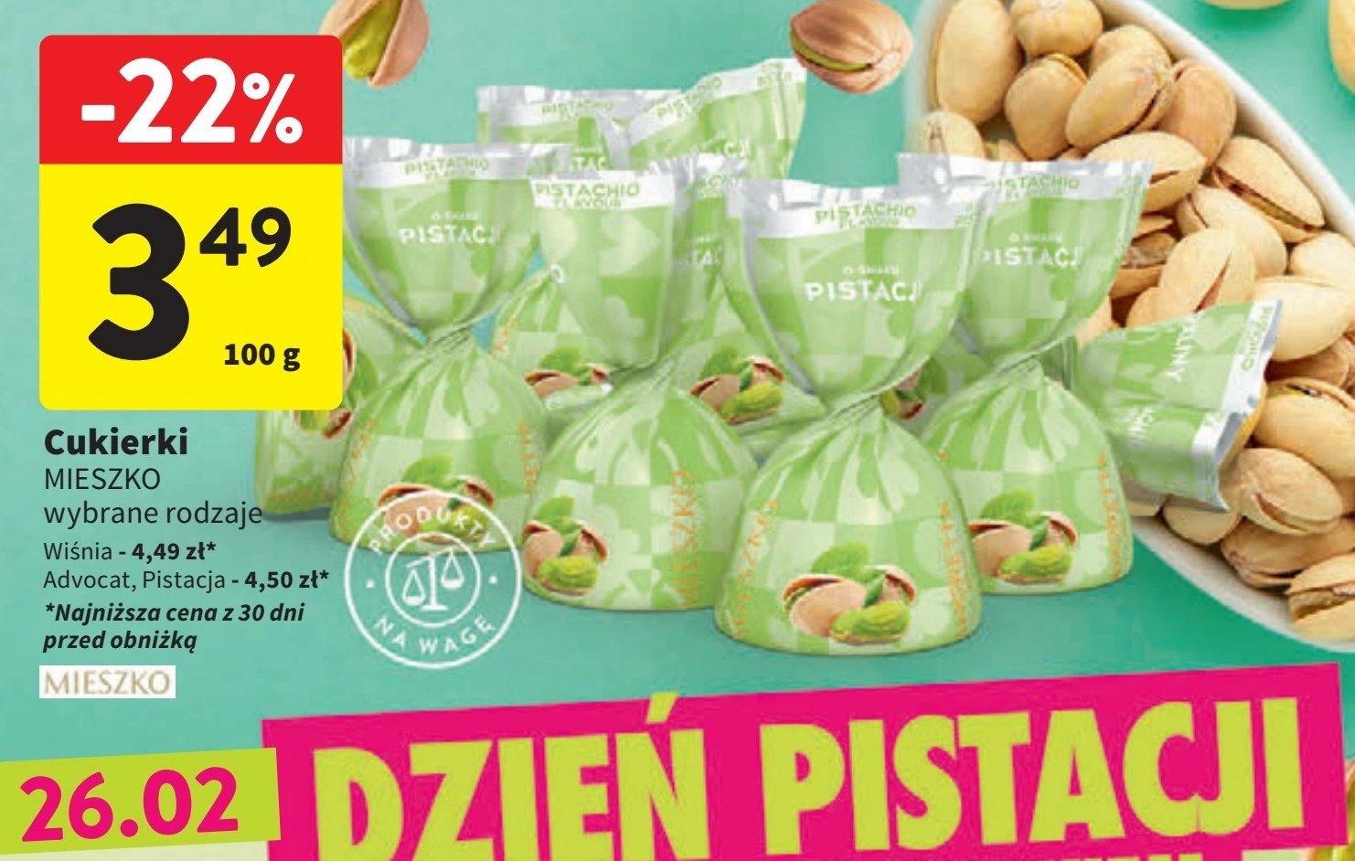 Praliny pistachio Mieszko promocja w Intermarche