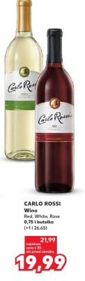 Wino Carlo Rossi Red, White, Rose promocja w Kaufland