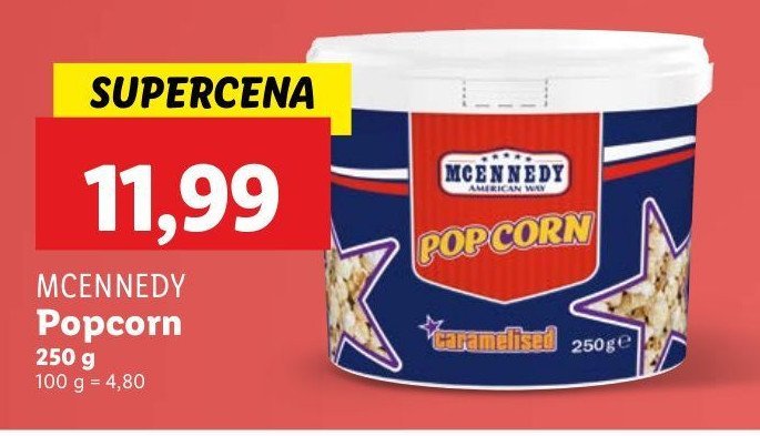 Popcorn karmelowy Mcennedy promocja w Lidl
