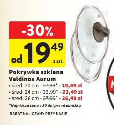 Pokrywa szklana aurum 28 cm Valdinox promocja