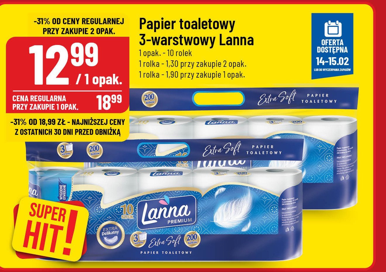 Papier toaletowy biały Lanna premium promocja