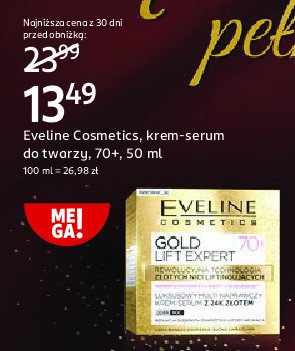 Krem do twarzy dzień 70+ Eveline gold lift expert promocja w Rossmann